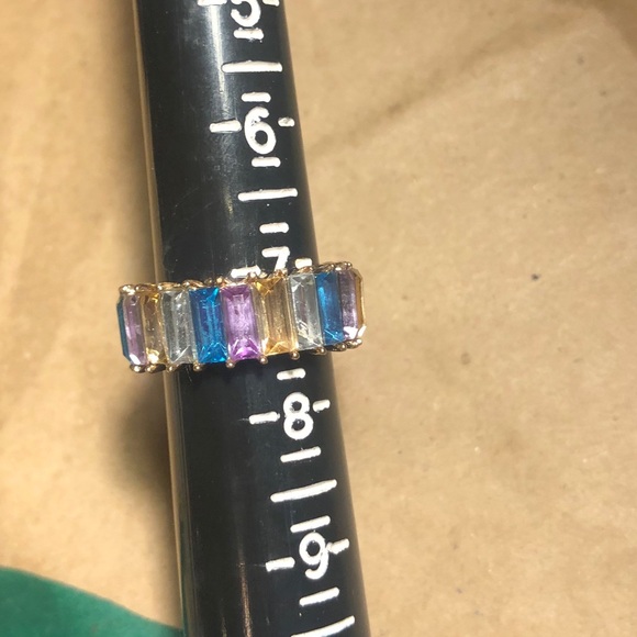 BaubleBar style Multicolor pastels baguette ring - Picture 9 of 11